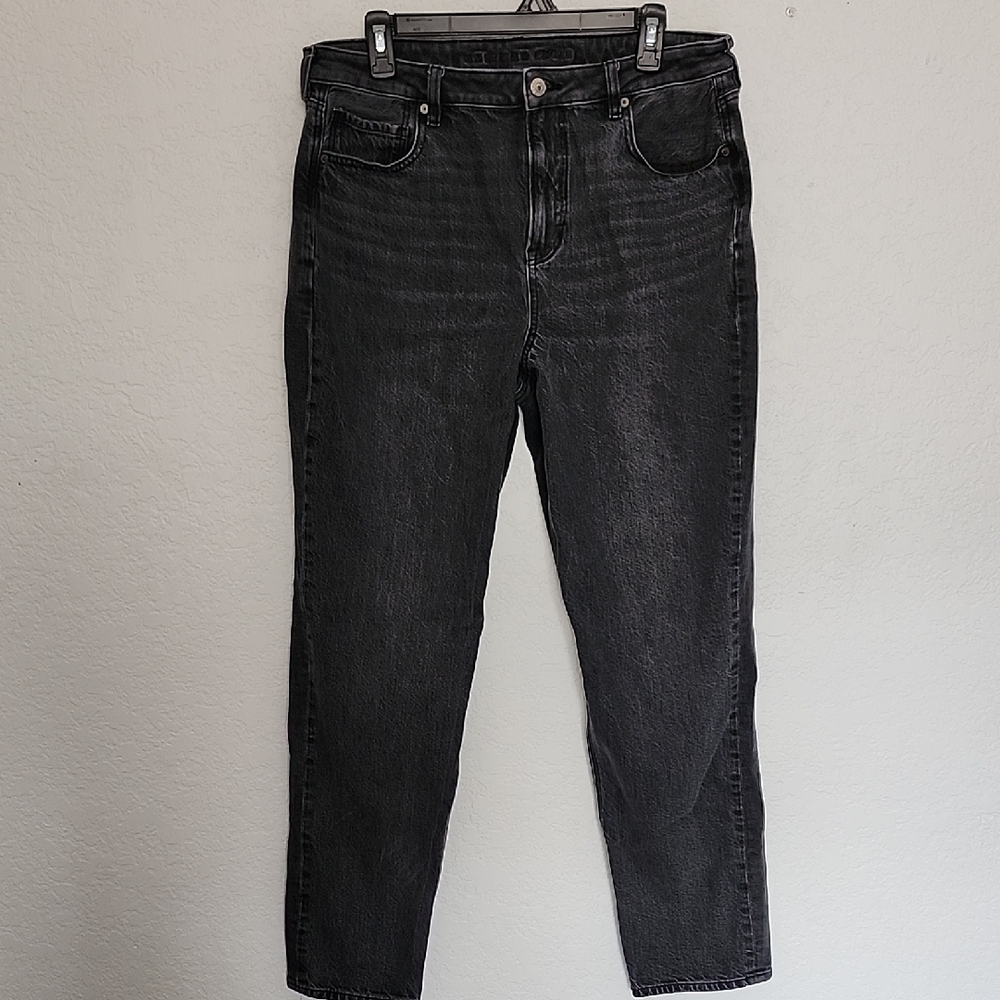 STRIGID American Eagle Black Denim Jeans Women's Straight Leg Jeans 16 Long